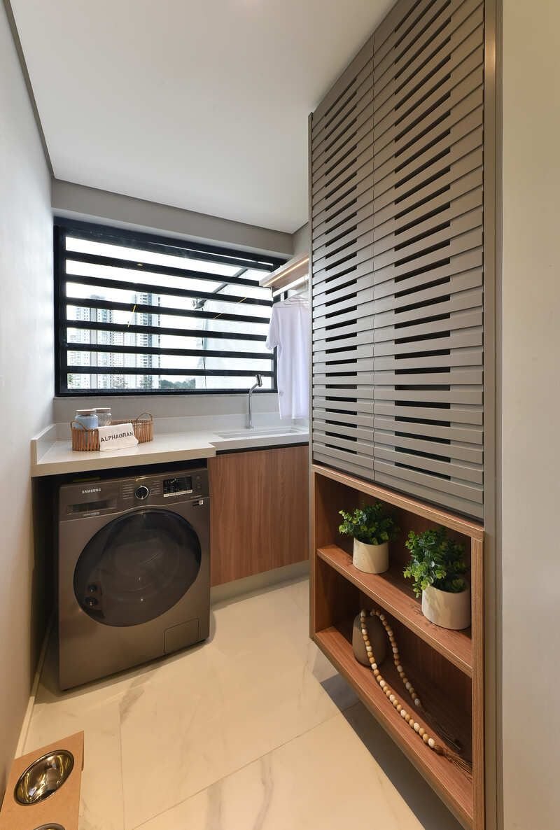 Bancada da cozinha integrada ao living